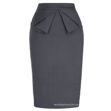 Grace Karin Womens Solid Color High Stretchy Hips-Wrapped Grey Vintage Retro Pencil Skirt CL010454-5